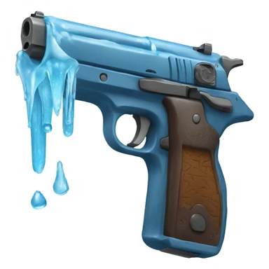 frozen pistol, blue pistol, icicles dripping sticker