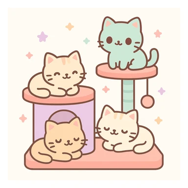 cats relaxing in a vertical playhouse sticker