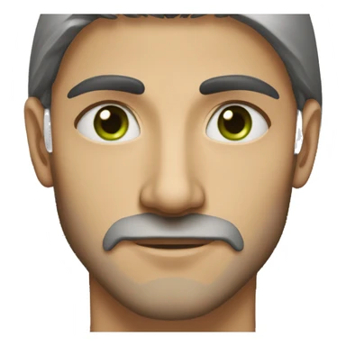 High details of man with iranian features a jewish nose green eyes and olive skin thin body and long black straight hair sticker