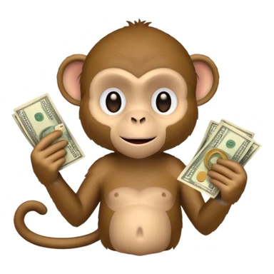 monkey holding money sticker