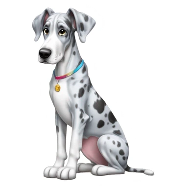 Blue Merle Great Dane with piano sticker