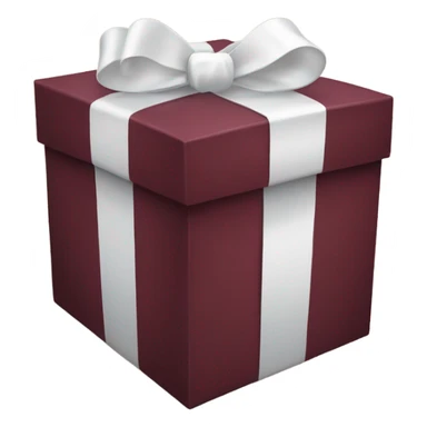 Burgundy coloured gift box with a white bow sticker