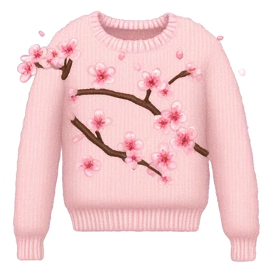 Knit sweater with cherry blossom glittery design sticker