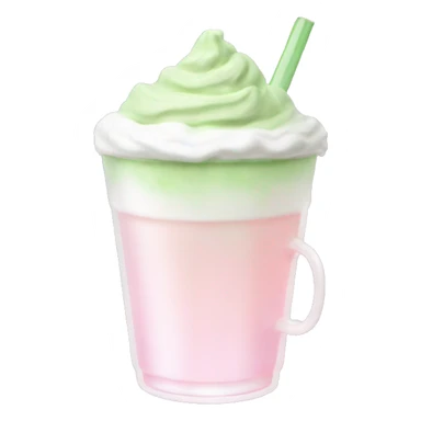 Clear tumblr cup with light pink drink, matcha foam, and whip cream on top sticker