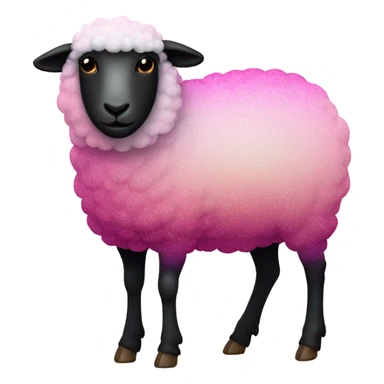 Pink ombre full body sheep with glitter sticker