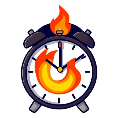 cartoon sticker of a clock on fire sticker
