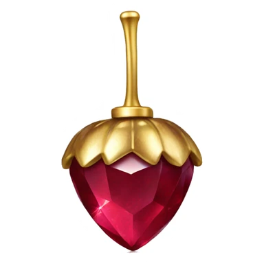 sparkling Ruby Acorn like diamond with stem made of gold sticker