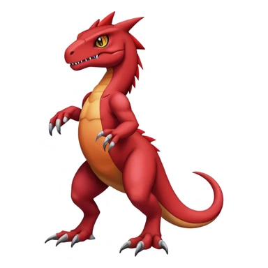  Cool Edgy Maroon Guilmon-Charmeleon-Digimon-Fakemon-Velociraptor full body sticker