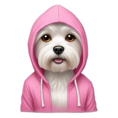 Maltese dog with pink hoodie sticker