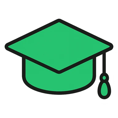 green graduation hat, simple, clear, icon-like sticker
