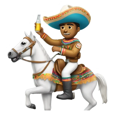 Mexican Astronout with a Corona Beer and a Mexican Sombrero riding a mexican horse  sticker