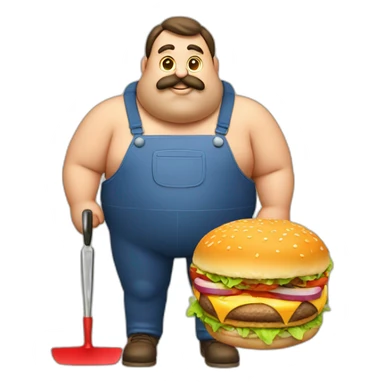 big fat man portuguese with burger and trowel sticker