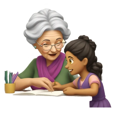 grandma tutoring little gypsy girl sticker