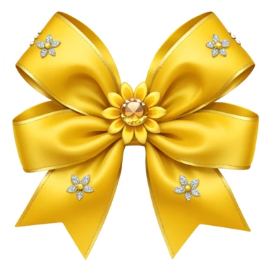 yellow flower bow with glitter sticker