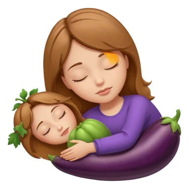 Girl with light brown hair asleep dreaming about eggplant sticker
