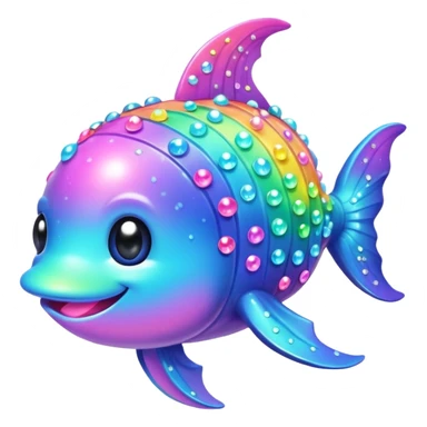 Kawaii pastel neon rainbow bedazzled sea creature sticker