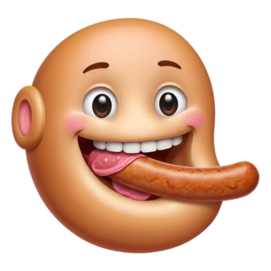 Mouth eating a sausage sticker