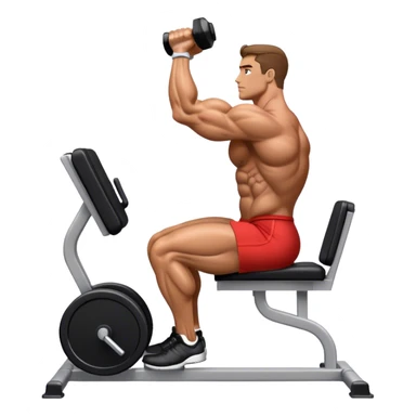 side-view bodybuilder seated weighted calf-raise machine sticker