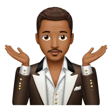 Ralph Tresvant from New Edition with dark brown hair, white sequin outfit sticker