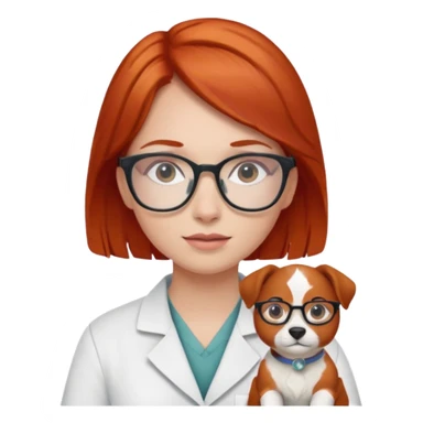 Рыжеволосая девочка в очках ветеринар  sticker