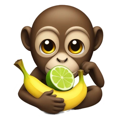 monkey with banana, cconut , pineapple and lime sticker