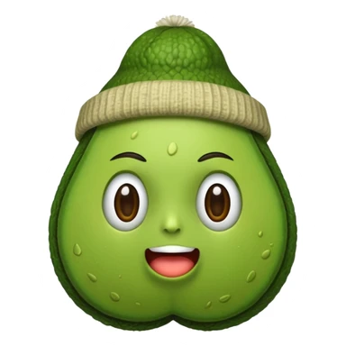 Avocado with a beanie sticker