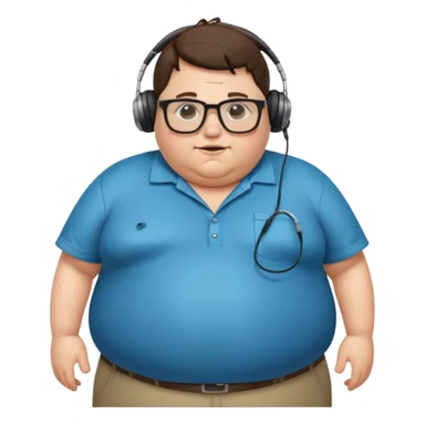 Hombre nerd obeso mórbido con la barriga saliendo de la camisa sticker