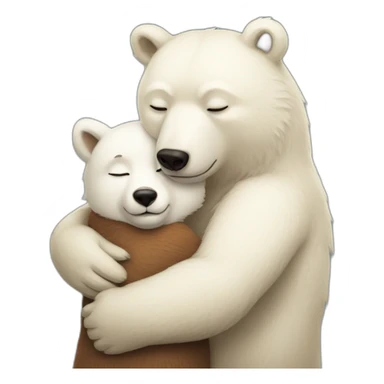 white bear hugs fox sticker