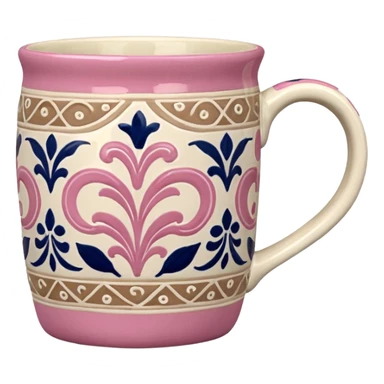 Pink white & beige Talavera mug sticker