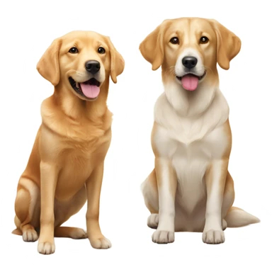 Fox red Labrador and English cream golden retriever playing sticker