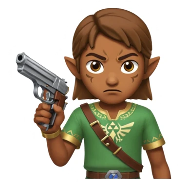 A caca whit a gun that shoot a zelda sticker