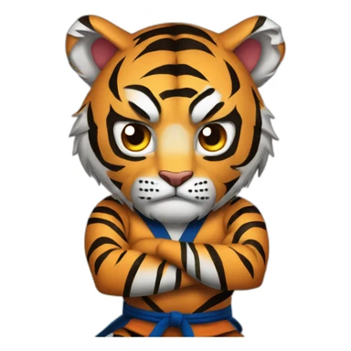 Tiger with evil face   jiu jitsu with his arms crossed sticker
