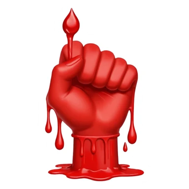 Fist moving very fast dripping red paint sticker