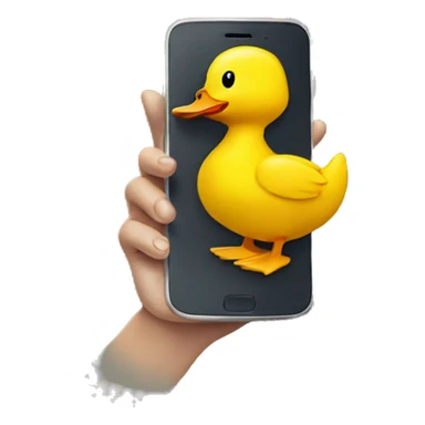A yellow duck with a cellphone sticker