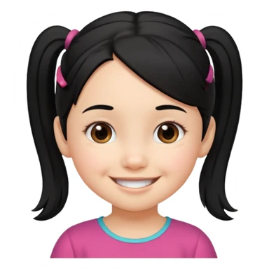 una chica pequeña con una cola de caballo el pello color negro  3 años sticker