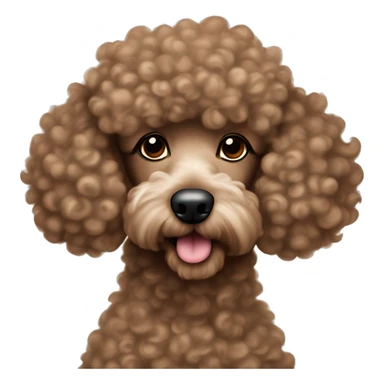 Curly brown poodle wearing fluffy like a cloud sweater  sticker