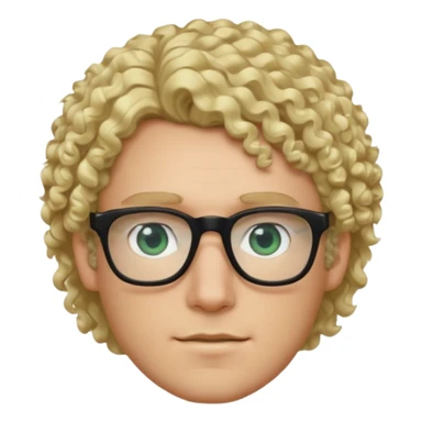 white guy with curly blonde hair and light blue ish green eyes with black glasses  sticker