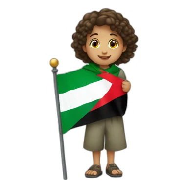 Un enfant qui tien le drapeau de la palestine  sticker