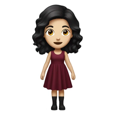 White Girl with black hair wearing maroon dress standing sticker