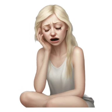 Crying tearing eyes pale skin on the floor magical woman with angel wings  sticker