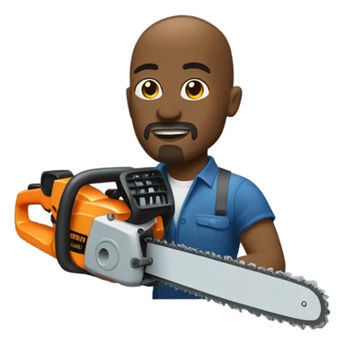 Bald black man with goatee using a chainsaw  sticker