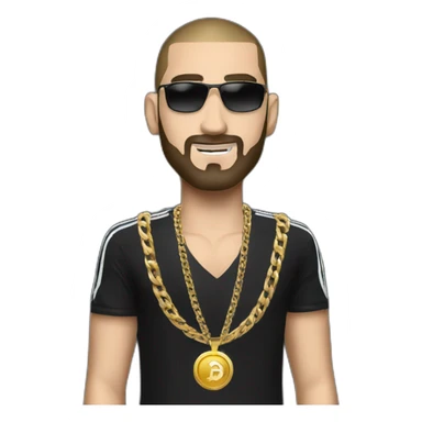 Karim Benzema thug wearing gold chain and black shirt sticker