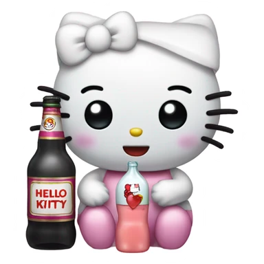 Hello kitty sobbing tears with alcohol hello kitty sticker
