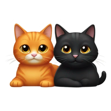 One orange cat and one black cat being happy sticker