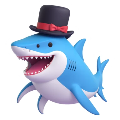 shark with a top hat sticker
