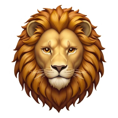 Cinematic Noble Lion Portrait Emoji, Poised and regal, with a powerful, muscular build and a majestic, tawny mane, deep-set soulful amber eyes, Simplified yet sharp and sophisticated features, highly detailed, glowing with a warm, dignified glow, high shine, intelligent and fierce, stylized with an air of wild majesty, focused and attentive, soft glowing outline, capturing the essence of a watchful and confident king, so majestic it feels as though it could roar out of the screen with effortless authority! sticker