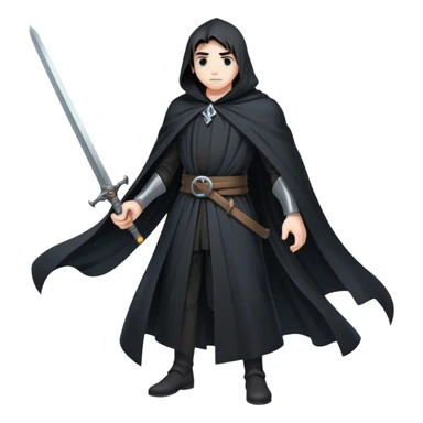 A lone swordsman in a flowing black cloak,  sticker
