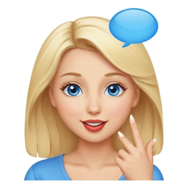 Une femme blonde yeux bleus qui envoi un bisous sticker