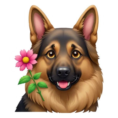 German Shepherd with beautiful flower  sticker