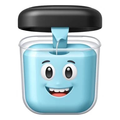 A roll of dental floss in a white container  sticker